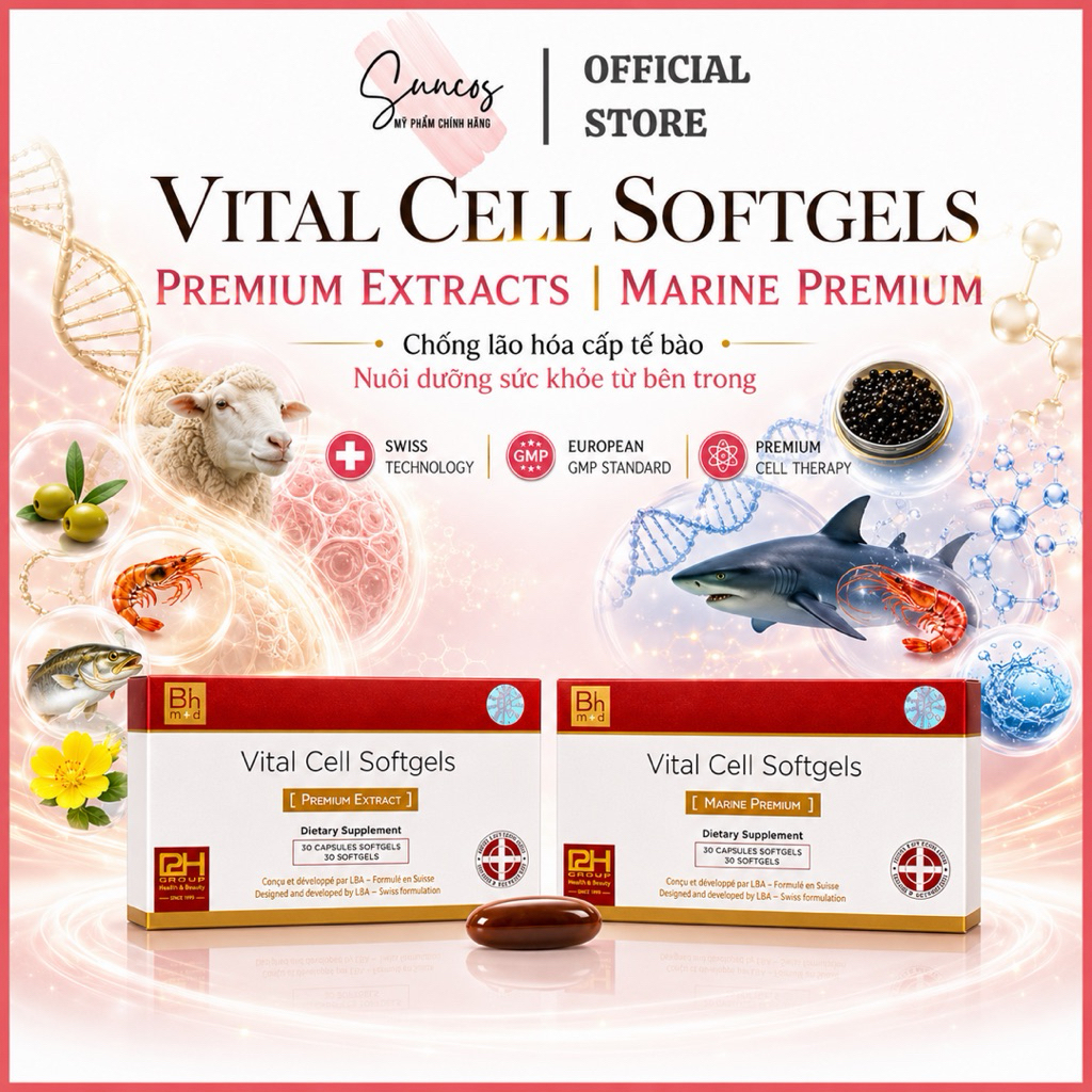 Vital Cell Softgels BHMED Premium Extracts Marine Premium Hỗ Trợ Trẻ Hóa Da - Suncos