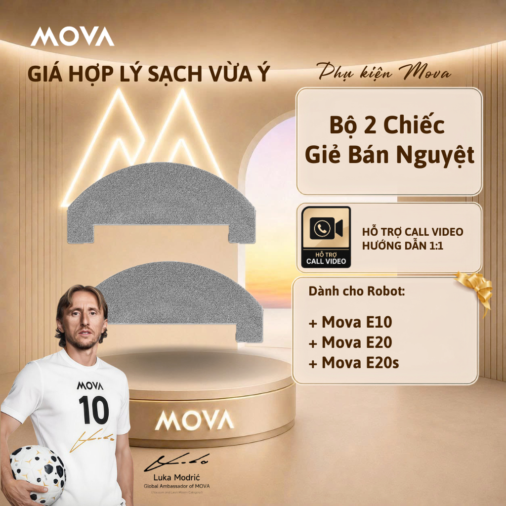 Bộ 2 Giẻ Lau Bán Nguyệt Cho Mova E10 / E20 / E20S - Phụ Kiện Chính Hãng