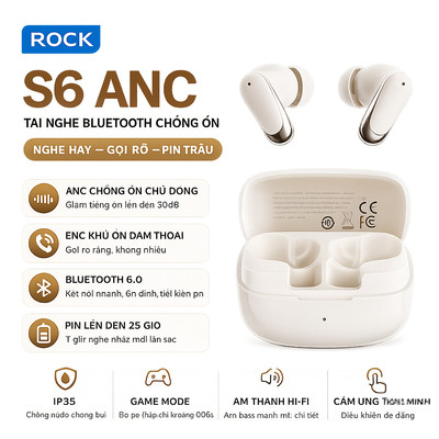 Tai nghe Bluetooth nhét tai Rockspace S6 ANC Chống ồn chủ động Bluetooth 6.0 Pin 25 giờ