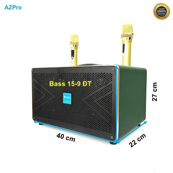 Loa Karaoke Bluetooth xách tay chính hãng AZpro,AZ-388 Bass 15-9 đường tiếng,Kèm 2 mic không dây