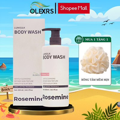 [Tặng bông tắm] Sữa Tắm ROSEMINE Lumisilk Body Wash 500ML - Dưỡng Thể Hương Nước Hoa