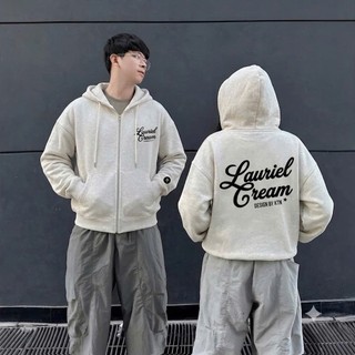 Áo Khoác Nỉ Hoodie Zip Lauriel Cream Xám Tiêu Unisex, Áo Khoác Chùm Mũ Nỉ Form Boxy Nam Nữ unisex hot trend 2026