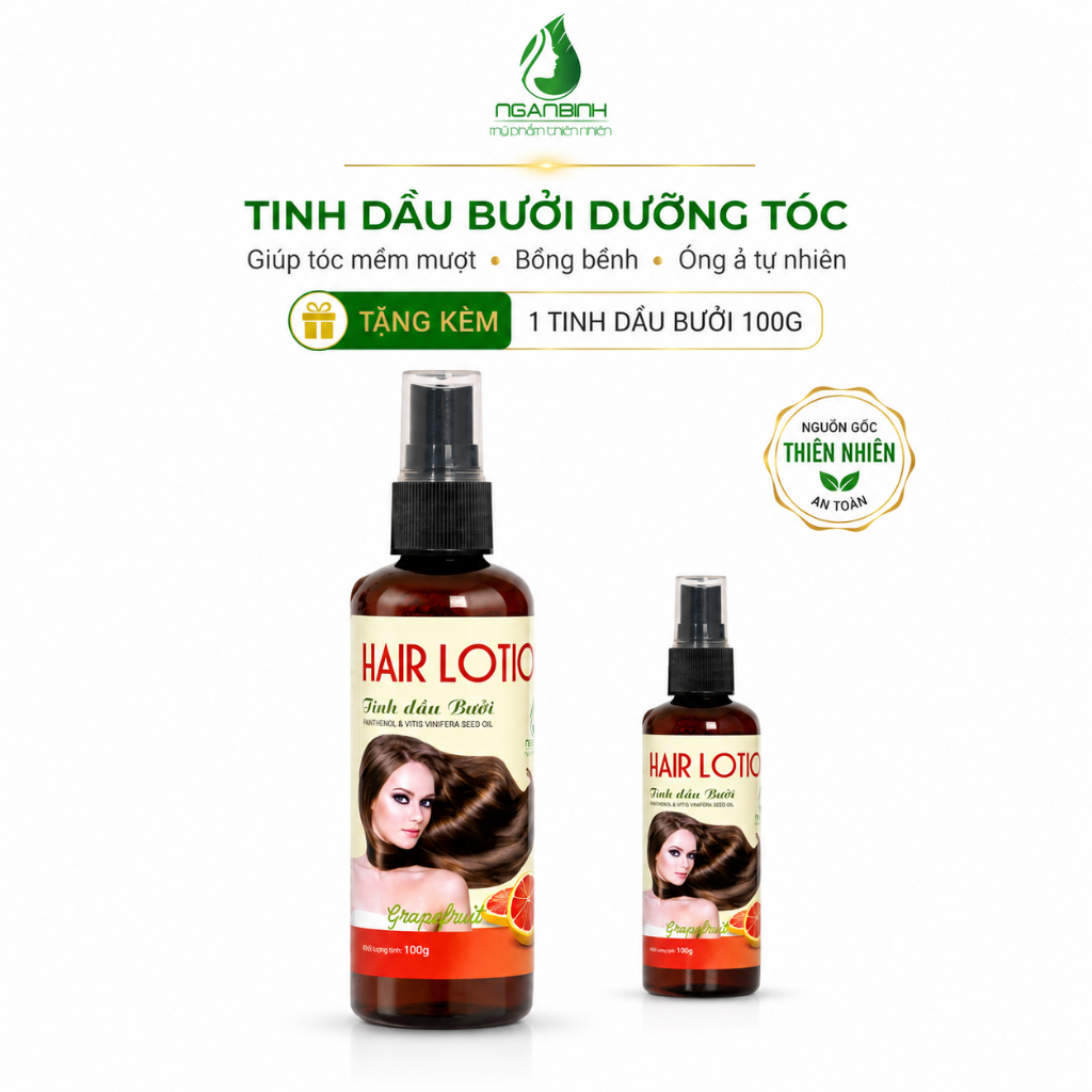 Xịt Tinh Dầu Bưởi Mọc Tóc Giảm Gãy Rụng, Dưỡng Tóc Dày Mượt Chắc Khỏe 100ml