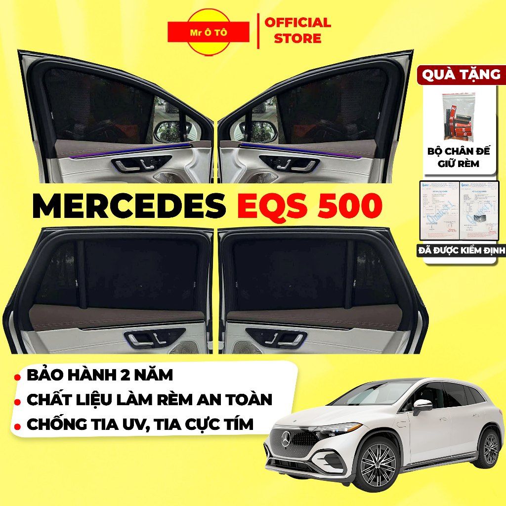 Rèm Che Nắng Xe Mercedes EQS 500 Loại 1 MR Ô.TÔ Chống Tia UV, Tia Cực Tím ( không nam châm ) Bảo Hàn