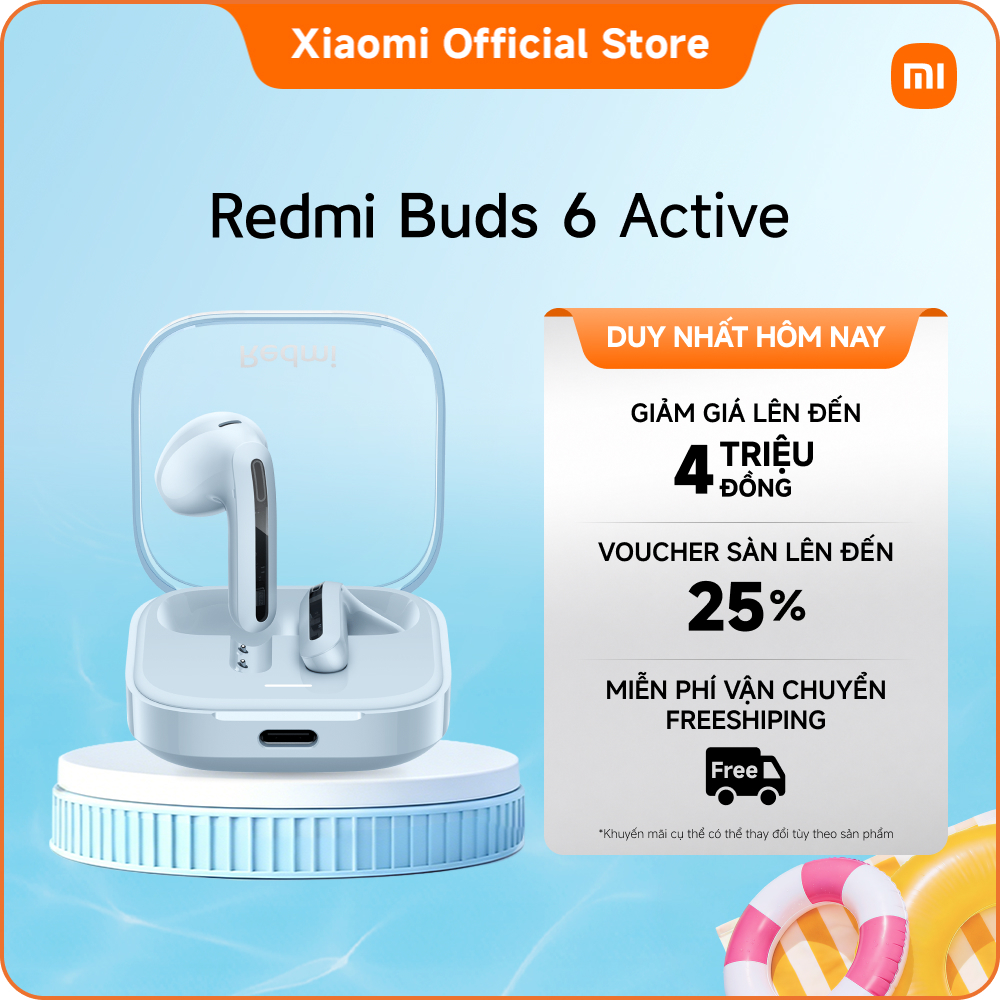Tai nghe Bluetooth Redmi Buds 6 Active | Củ loa động 14,2 mm lớn tạo nên âm thanh mạnh mẽ, ít bị biế