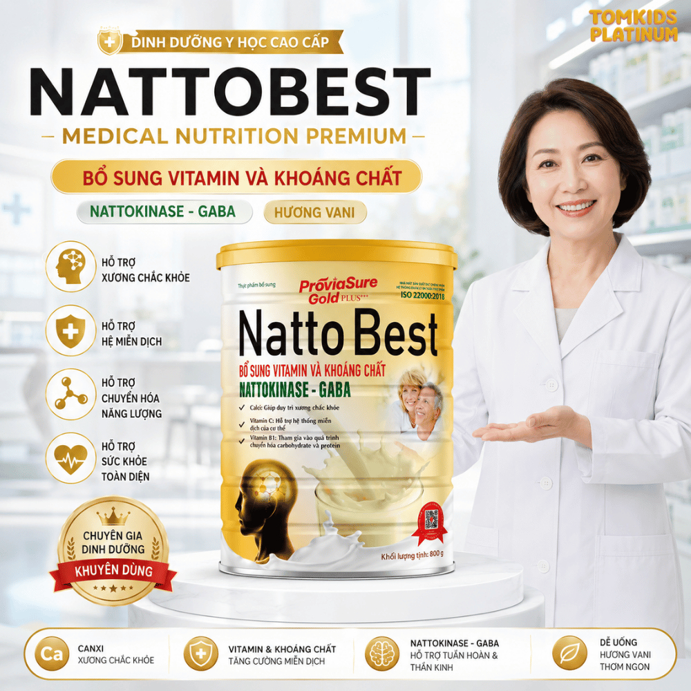 Sữa Bột Natto Best  Giàu Nattokinase, GABA, Vitamin & Khoáng Chất Hỗ Trợ Sức Khỏe Cho Người Cao Tuổi