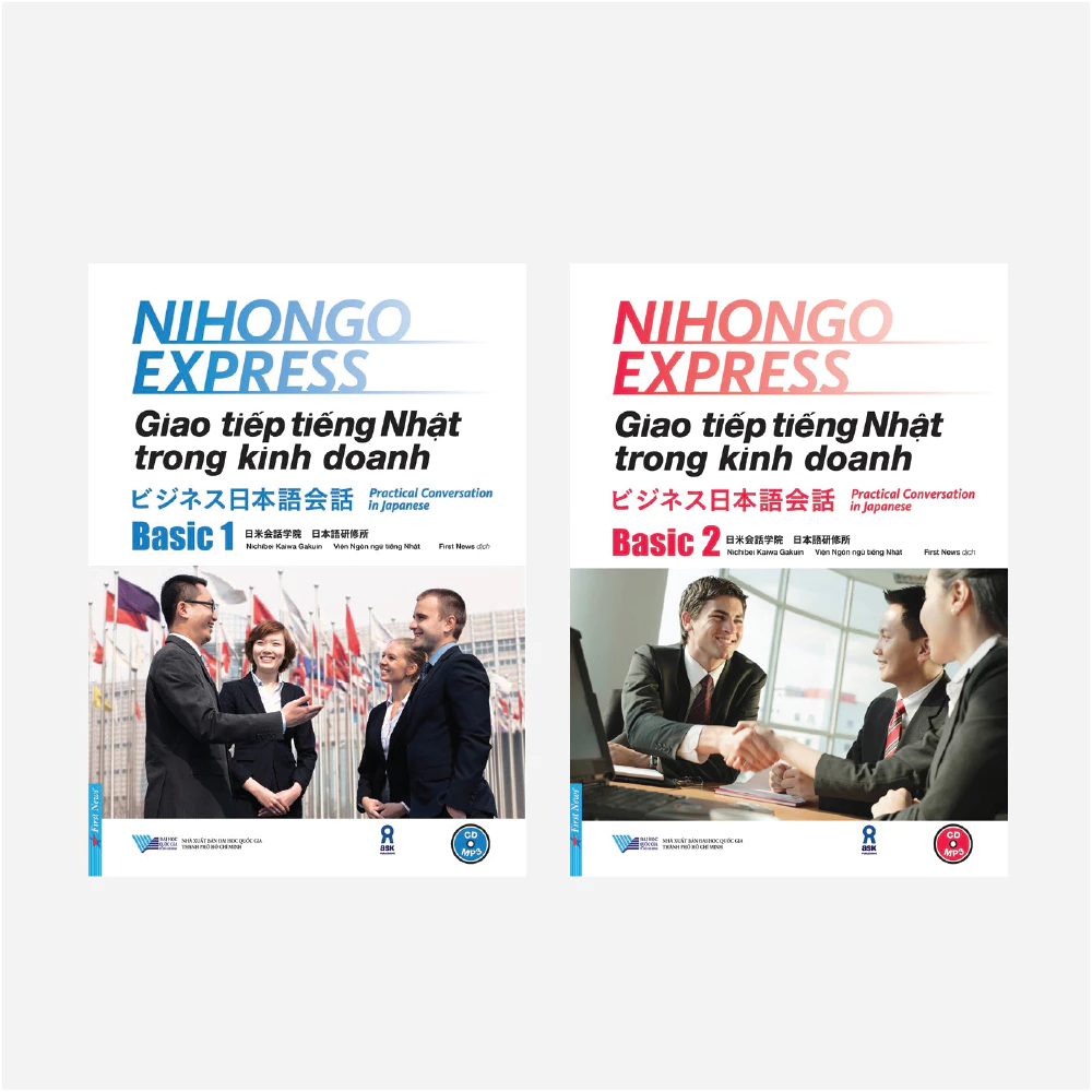 Sách Combo Nihongo Express Giao Tiếp Tiếng Nhật Trong Kinh Doanh Basic 1+2 - First News
