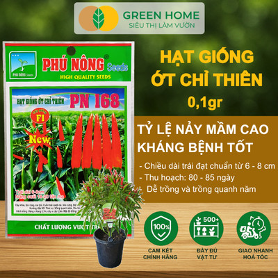 Hạt Giống Ớt Chỉ Thiên GreenHome, Gói 0,1g, Sai Trái, Dễ Trồng, Nảy Mầm Cao, Thu Hoạch G10