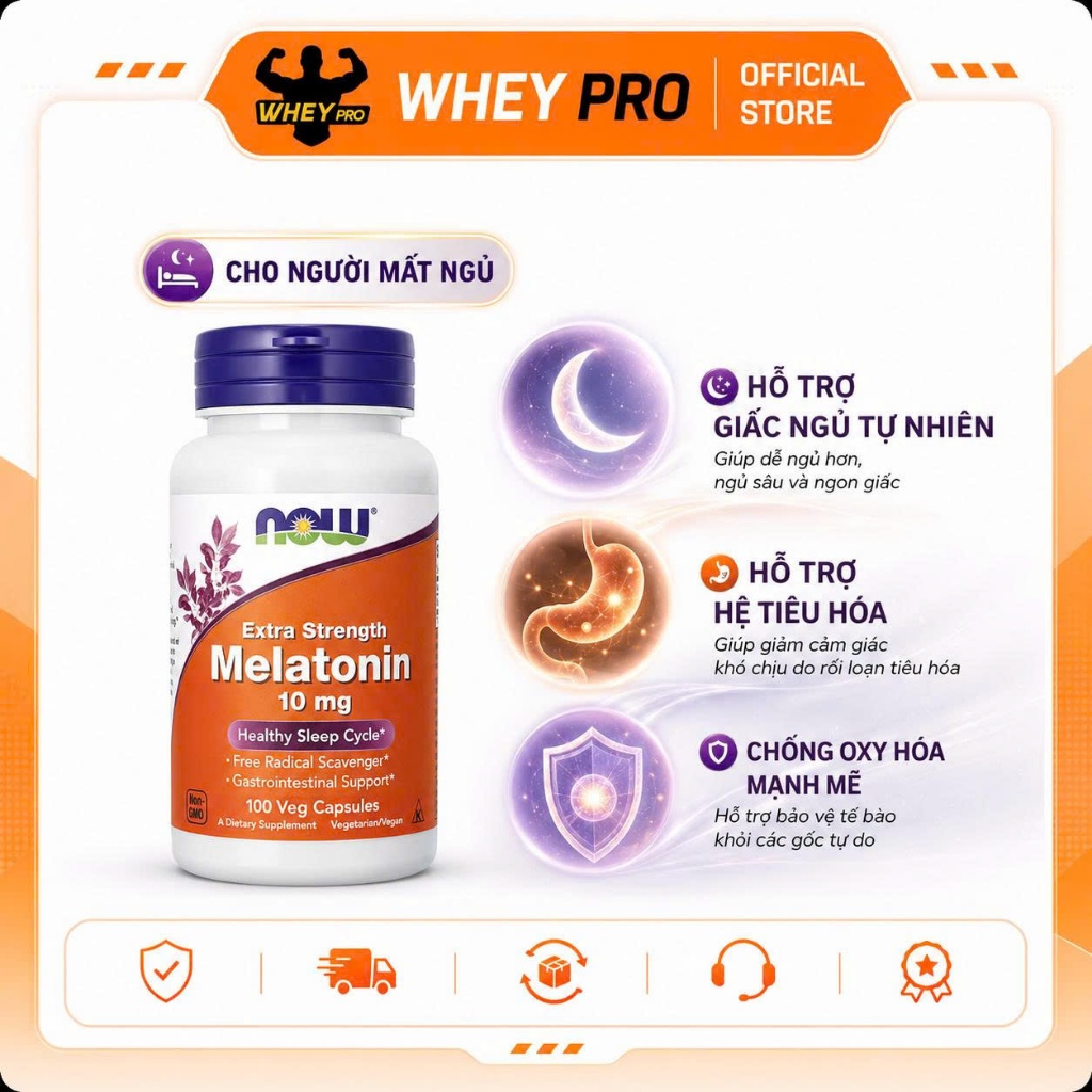 Now Foods Melatonin 10mg 100 Viên Hàng Mỹ