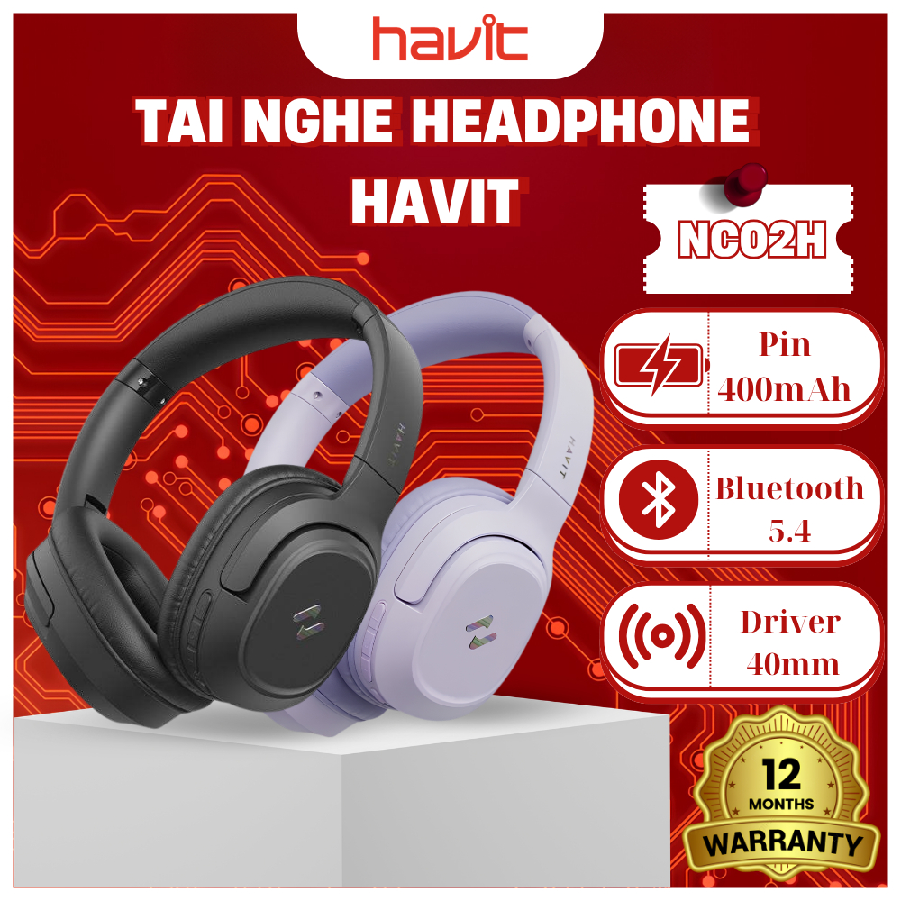 Tai Nghe Headphone Bluetooth HAVIT LIFE NC02H - Bluetooth 5.4, Pin 400mAh, 50H, Driver Φ40mm