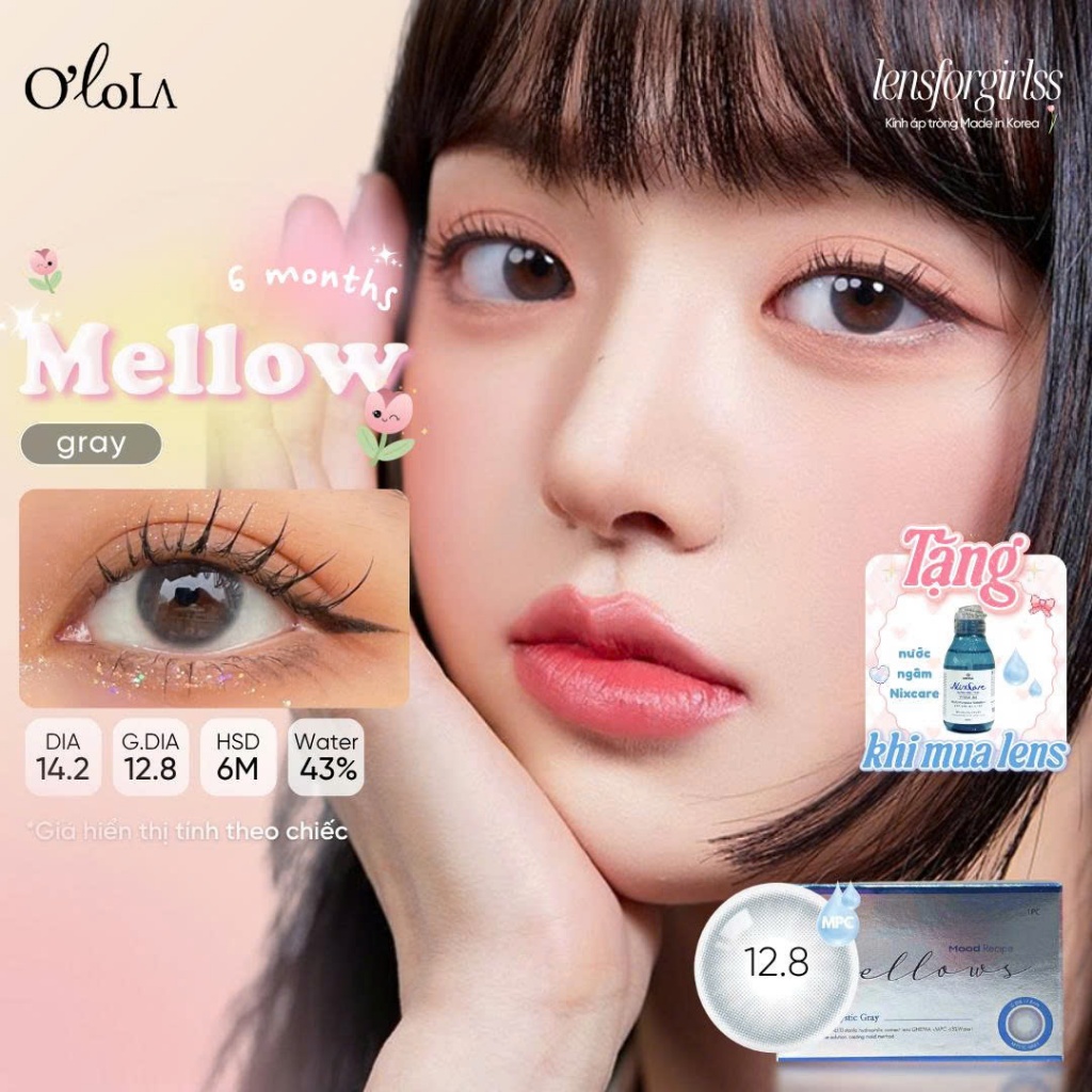 Kính áp tròng MELLOW GRAY dành cho mắt nhạy cảm chính hãng OLOLA | Lens cận | LENSFORGIRLSS
