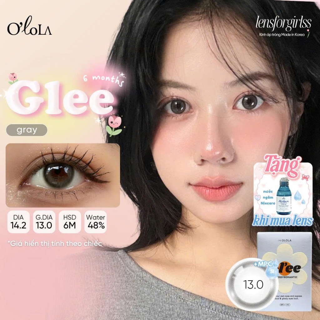 Kính áp tròng xám trong trẻo GLEE GRAY chính hãng OLOLA | Lens cận| LENSFORGIRLSS