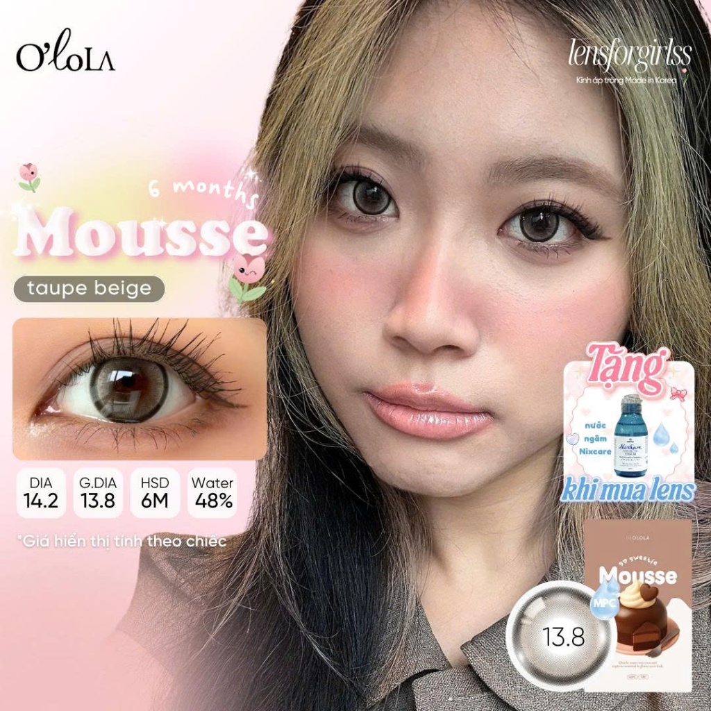 Kính áp tròng sz GIÃN TRÒNG nâu sữa MOUSSE TAUPE BEIGE chính hãng OLOLA | LENSFORGIRLSS