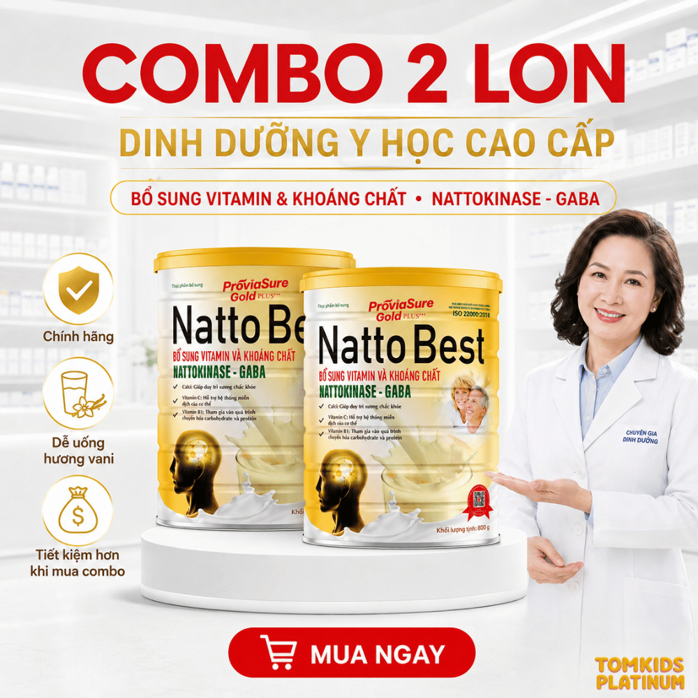 Combo 2 Lon Sữa ProviaSure Gold Plus Natto Best Bổ Sung Canxi Vitamin Khoáng Chất Cho Người Lớn Tuổi
