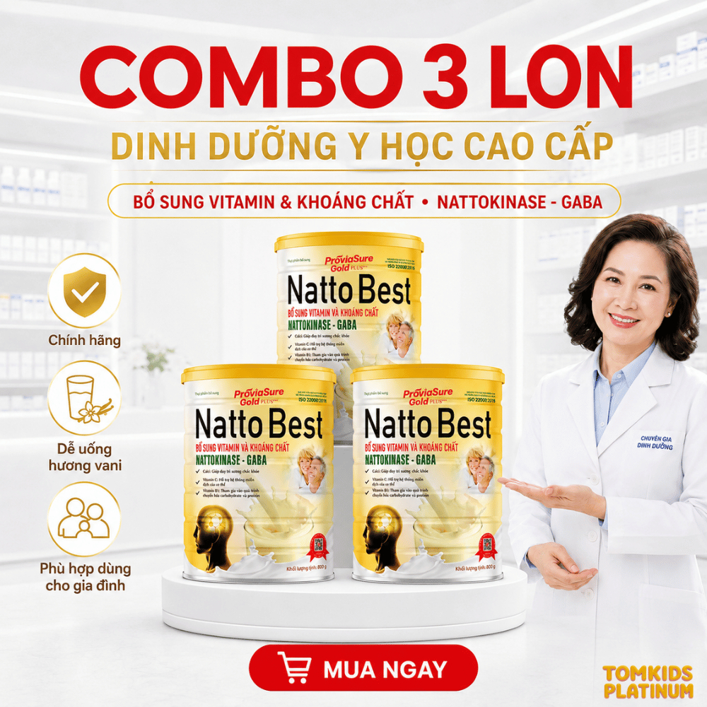 Combo 3 Lon Sữa Dinh Dưỡng Cho Người Già Hương Vani - Sữa Bột ProviaSure Gold Plus Natto Best Giảm Đ