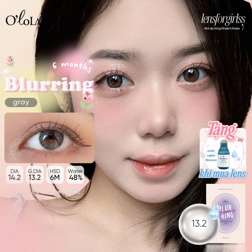 Kính áp tròng GIÃN TRÒNG hiệu ứng hightlight ẩn BLURRING GRAY chính hãng OLOLA  | LENSFORGIRLSS