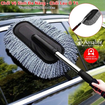 Chổi Lau Rửa Xe, Chổi Vệ Sinh Đa Năng Có Thể Chỉnh Độ Dài 71-83cm, Chổi Sợi Microfiber Quang Dầu Siêu Mềm Hãng Amalife