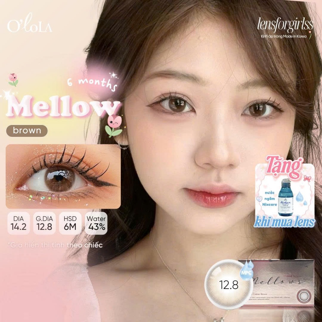Lens Nâu | Kính áp tròng nâu tự nhiên MELLOW BROWN chính hãng OLOLA | Lens cận | LENSFORGIRLSS