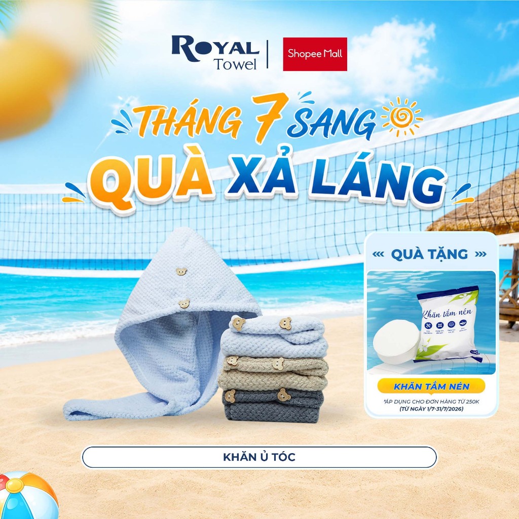 Khăn Quấn Ủ Tóc Royal Towel Chất Liệu Microfiber Siêu Thấm Hút, Nhanh Khô