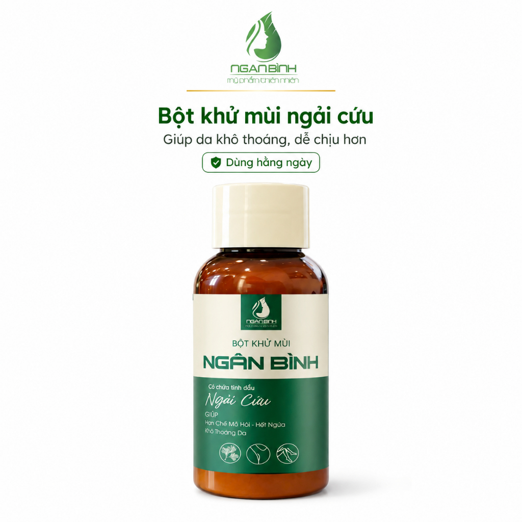 Bột Khử Mùi Ngân Bình Ngải Cứu Giúp Da Khô Thoáng, Hạn Chế Mồ Hôi, Dùng Hằng Ngày