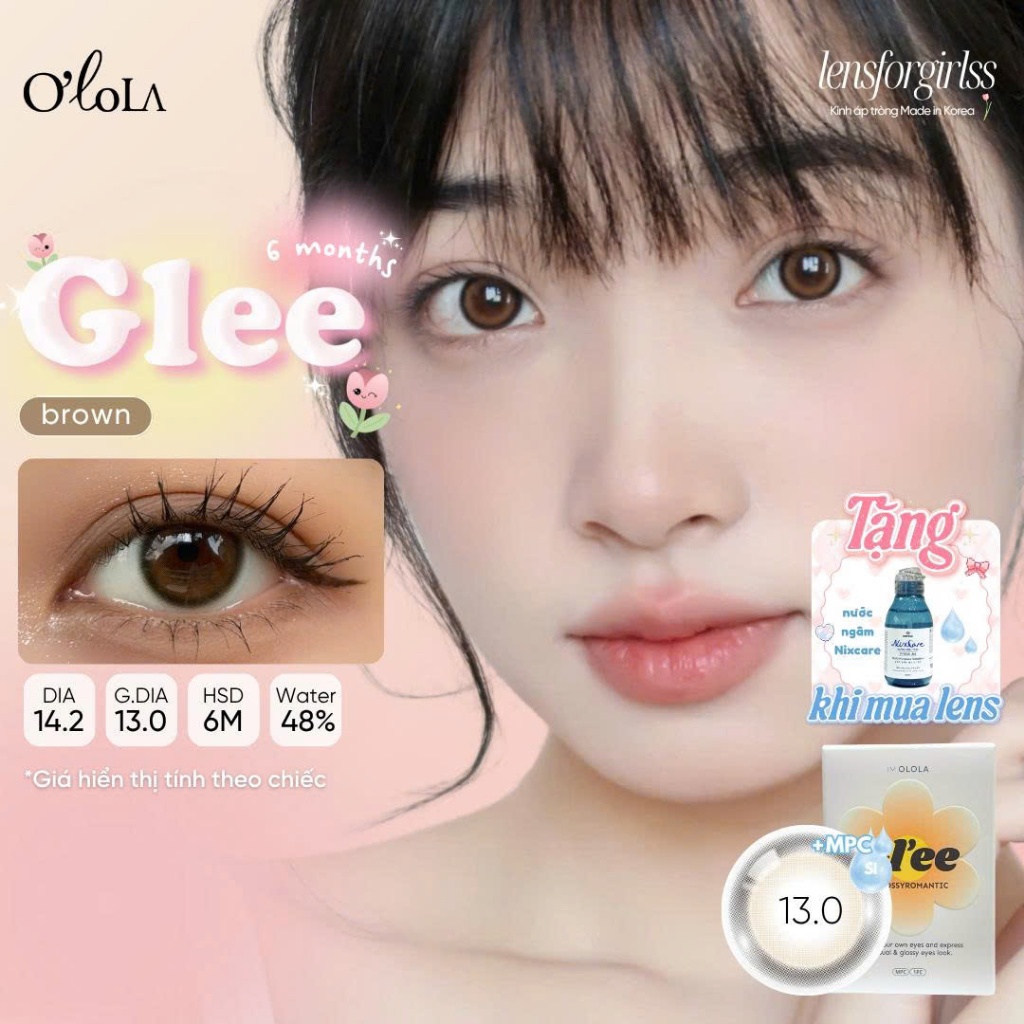Lens Nâu | Kính áp tròng nâu trong trẻo GLEE BROWN chính hãng OLOLA | Lens cận | LENSFORGIRLSS
