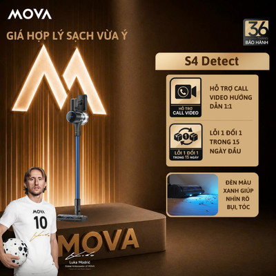 Máy Hút Bụi Cầm Tay Không Dây Mova S4 Detect Công Suất 425W, Cuộn Lăn Công Nghệ | BH 36 tháng