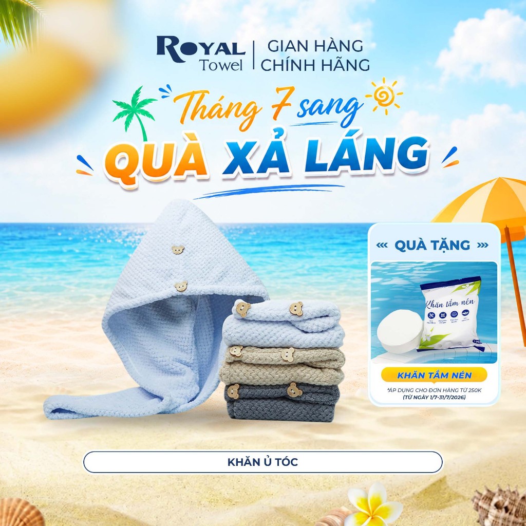 Khăn Quấn Ủ Tóc Royal Towel Chất Liệu Microfiber Siêu Thấm Hút, Nhanh Khô