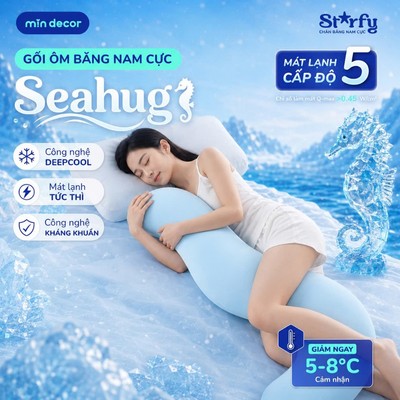 Gối Ôm Băng Nam Cực Seahug Mịn Decor, Gối Ôm Mát Lạnh, Kích Thước 120cm