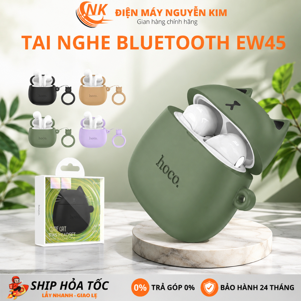 Tai Nghe Bluetooth EW45 Hoco Bluetooth V5.3, Có Mic Đàm Thoại, Âm Thanh Hay, Nghe Nhạc Trong 4h