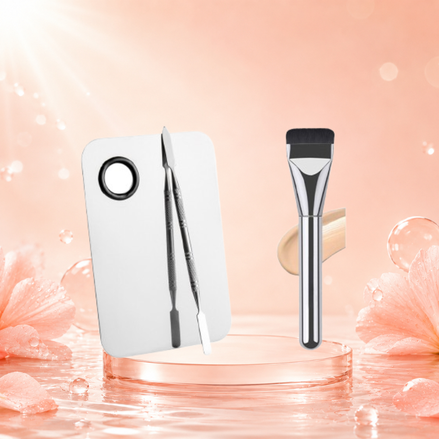 (SET 3 MÓN KHAY+THANH TRỘN+CỌ DÀN NỀN) Bộ dụng cụ khay tán nền hỗ trợ trang điểm