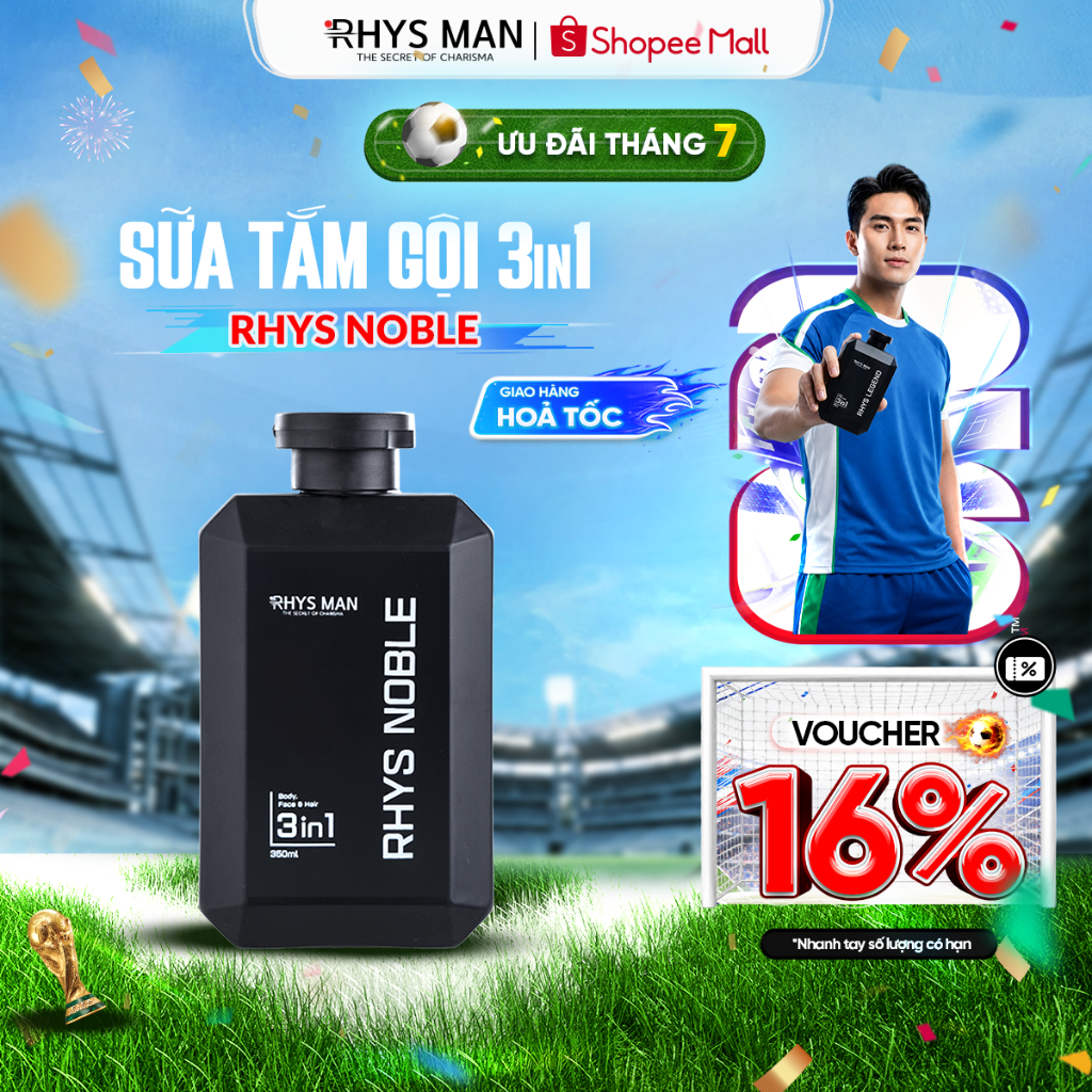Sữa tắm gội nam 3in1 Rhys Man hương nước hoa Rhys Noble 350ml