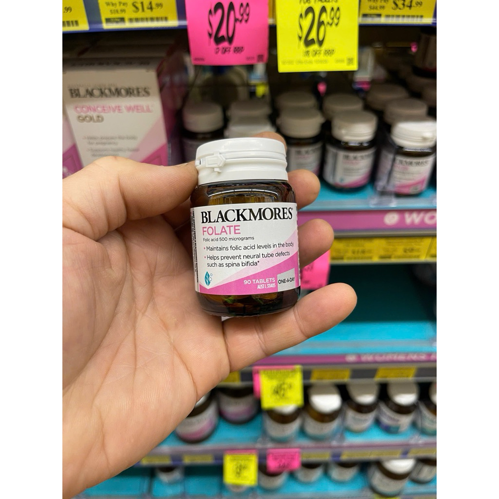 Viên uống bổ sung folate Blackmores 500mcg, 90 viên.