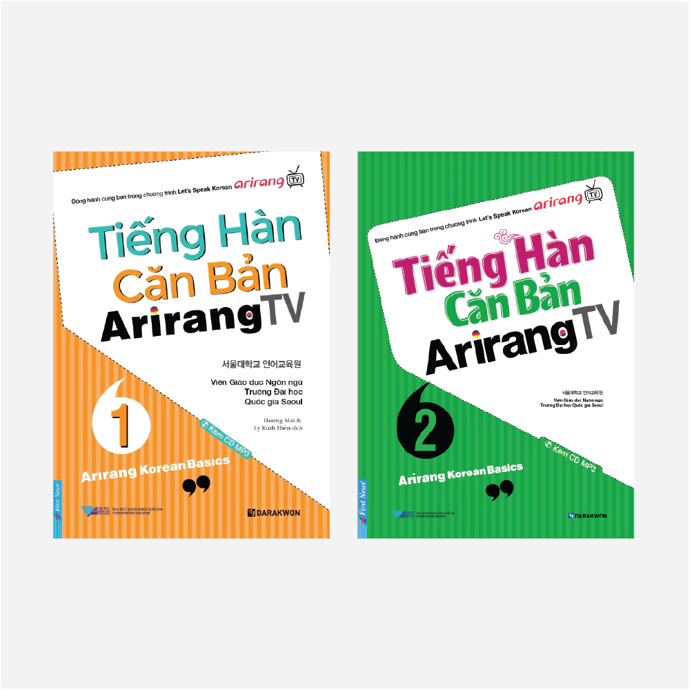 Sách Combo Tiếng Hàn Căn Bản Arirang TV Tập 1+2 (Arirang Korean Basics) - First News