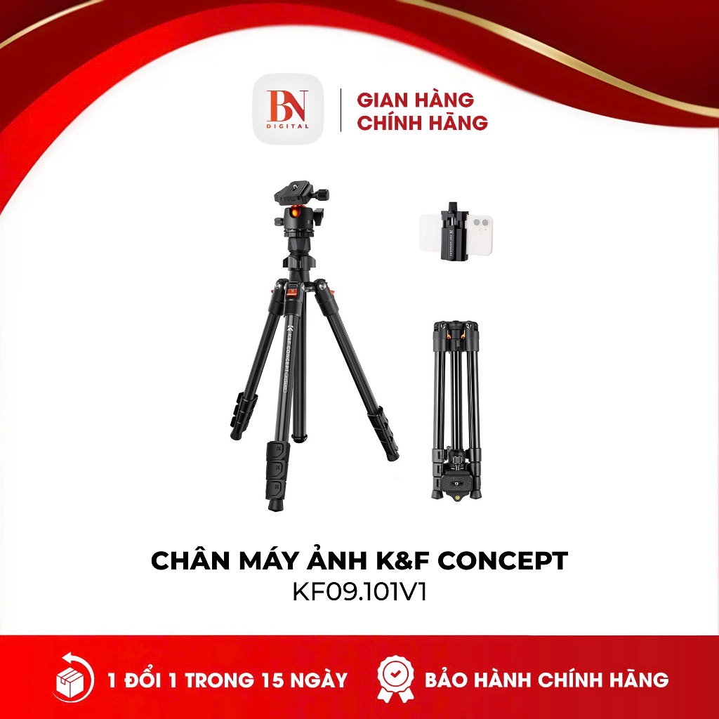 Chân Máy Ảnh Siêu Cứng Cáp Aluminum K&F Concept K234A0 kèm Ball Head BH-28L - KF09.101V1