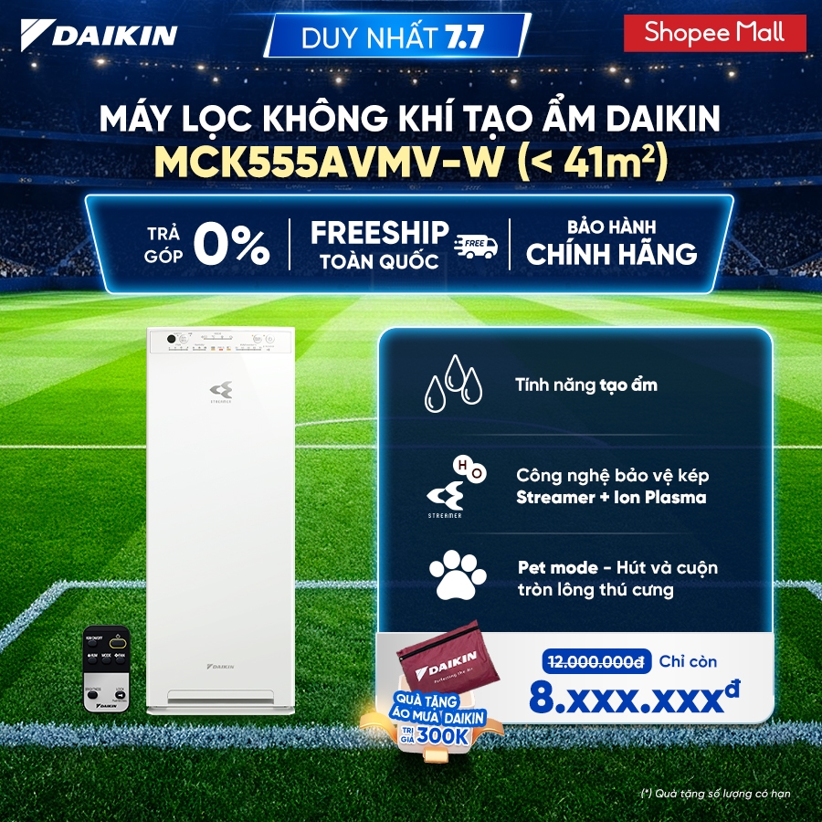 Máy Lọc không khí tạo ẩm Daikin MCK555AVMV - Diện tích sử dụng 41m2