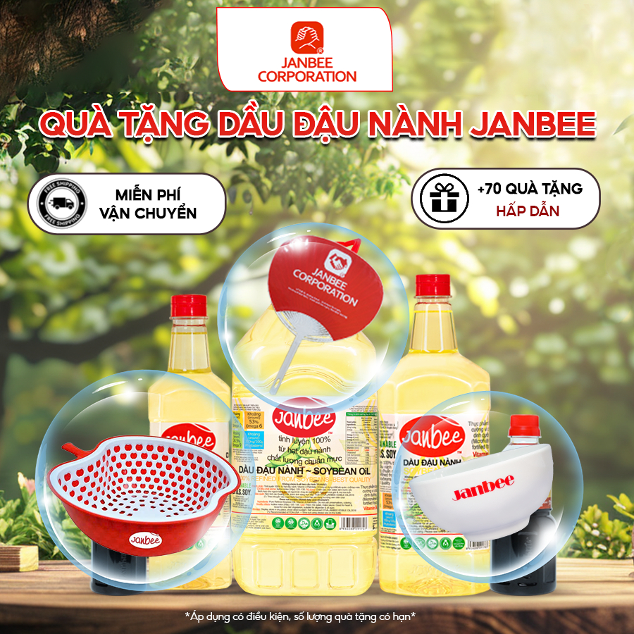 (HÀNG TẶNG KHÔNG BÁN) -  Dầu đậu nành Janbee - Quà tặng 1 chén sứ Janbee