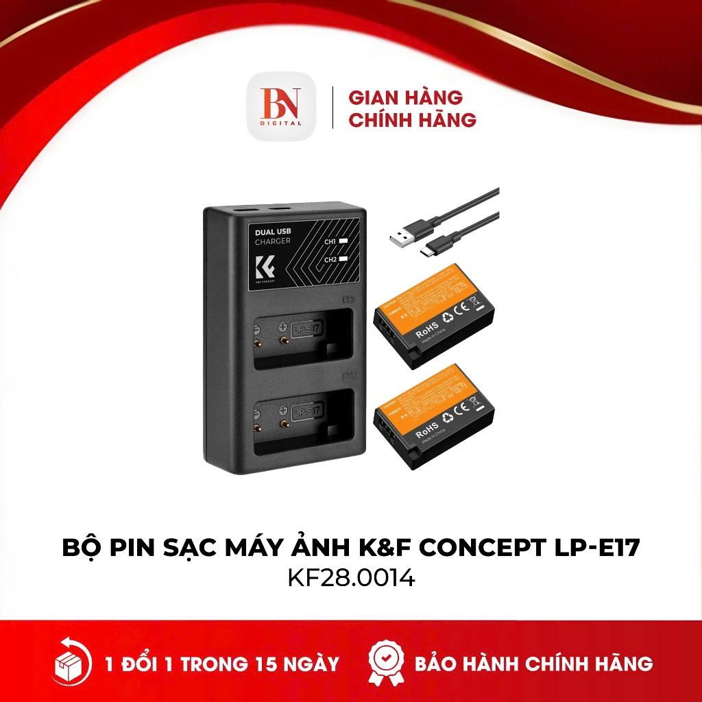Bộ pin sạc máy ảnh xịn K&F Concept LP-E17 1250mAH - KF28.0014