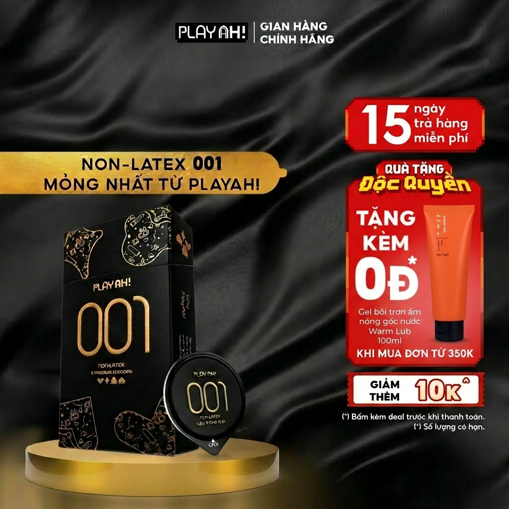 Bao Cao Su PlayAh! Non-Latex Siêu Mỏng 001 - Hộp 3 Cái