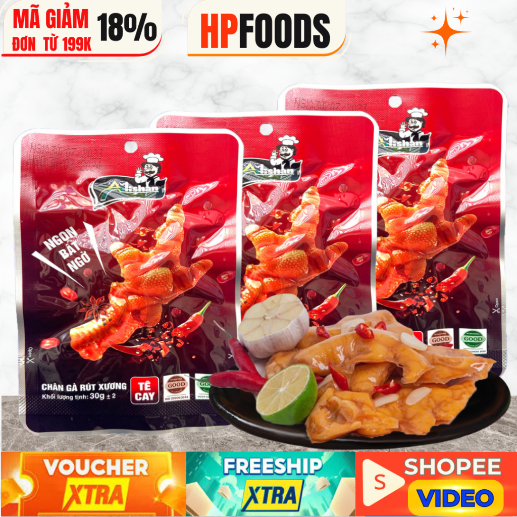 Combo 5 cái chân gà rút xương ủ vị Cay hiệu Alishan-đồ ăn vặt chân gà rút xương vị cay Tương thơm ăn