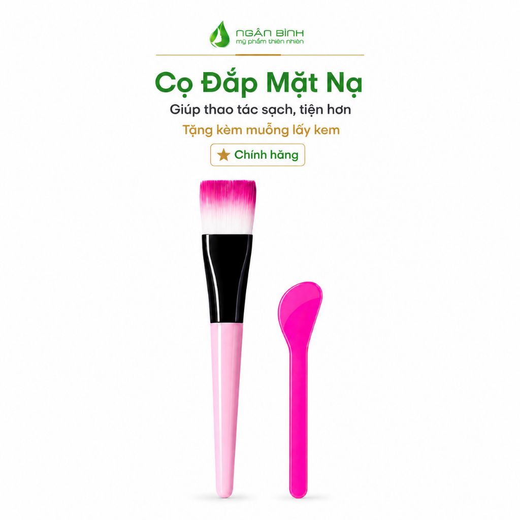 Bộ Cọ Đắp Mặt Nạ Kèm Muỗng Lấy Mask Ngân Bình, Dụng Cụ Quét Mặt Nạ Sạch Gọn Tiện Lợi