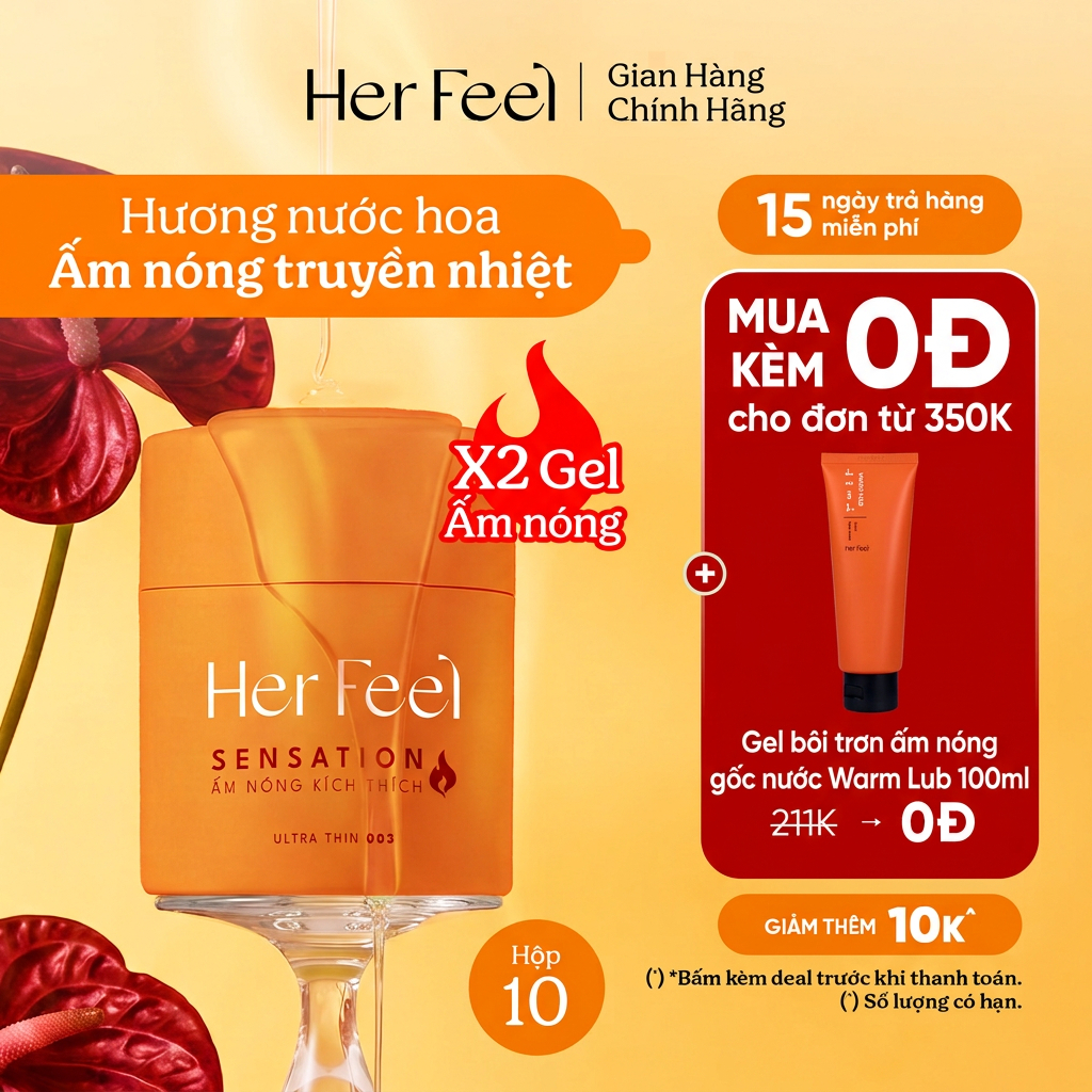 Bao cao su PlayAh Her Feel Ultra Thin 003 Hộp 3/10 Size 52mm Siêu Mỏng Nhiều Gel Cao Cấp