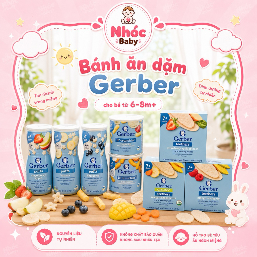 Bánh ăn dặm Gerber cho bé từ 6-8 tháng tuổi trở lên [CHÍNH HÃNG]