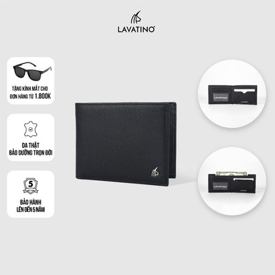 (New Item) Ví Nam Có Ngăn Khóa Kéo Da Bê Vân Hạt Cao Cấp Chính Hãng LAVATINO - DYAN WB48