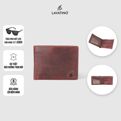 Ví nam cao cấp da bò Pullup có ngăn khóa kéo chính hãng Lavatino [Wallet Victory Pullup - WB16]