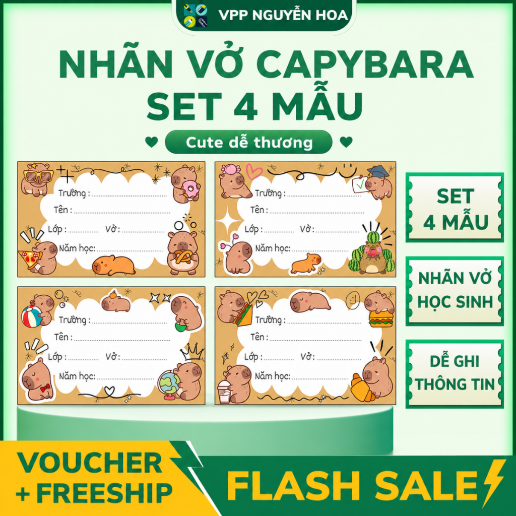 50 Nhãn vở capybara, nhãn dán capybara mẫu mới.