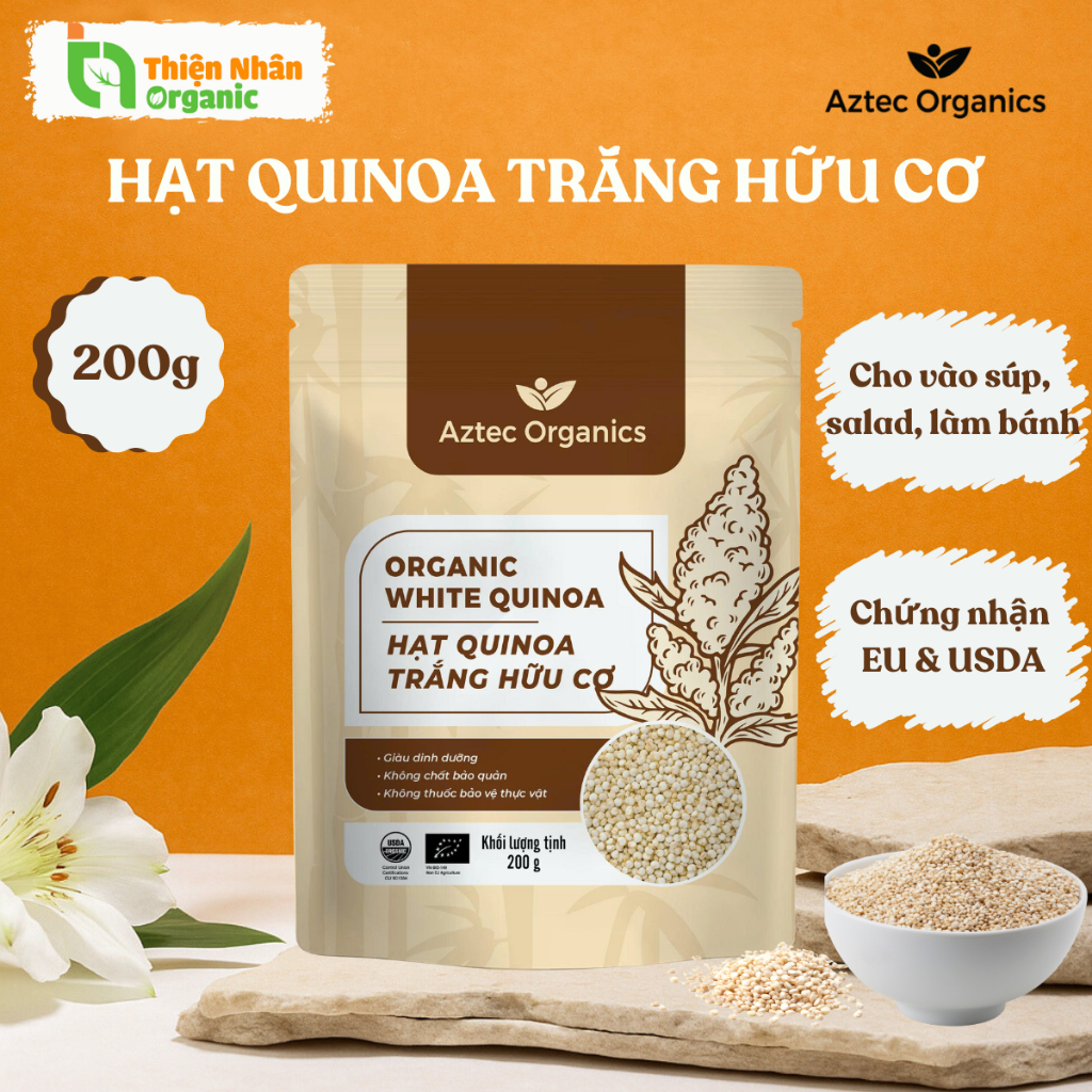 Hạt Diêm Mạch Trắng Hữu Cơ Aztec Organics Organic White Quinoa
