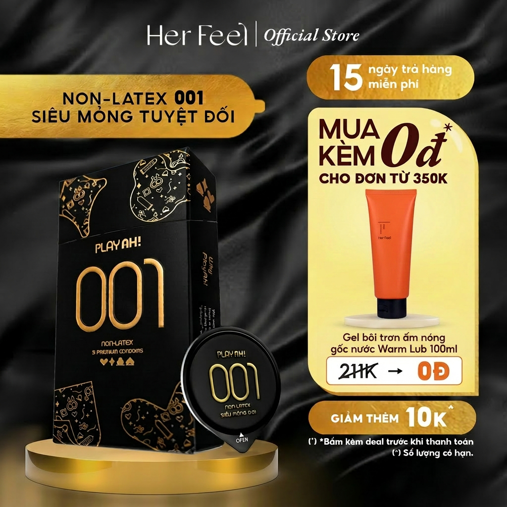 Bao Cao Su PlayAh! Non-Latex Siêu Mỏng 001 - Hộp 3 Cái