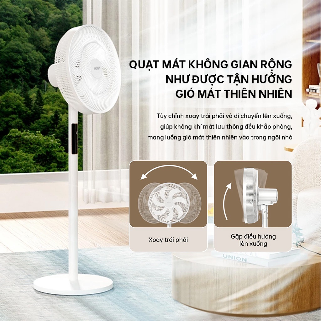 Quạt Đứng AQUA AQS-FED3502R  Điều Chỉnh Cảm Ứng,Hẹn Giờ, Gió Mạnh Tiết Kiệm Điện, Bảo Hành Chính Hãn