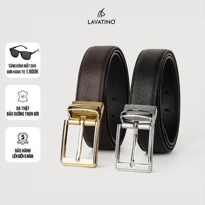Thắt lưng nam mặt khóa xoay hiện đại da bê cao cấp chính hãng Lavatino [MK03]