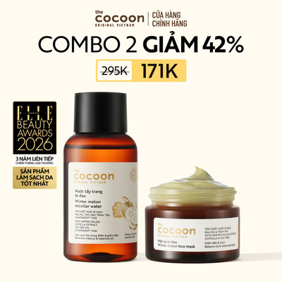[MUA 2 GIẢM 43%] Combo Mặt nạ bí đao 30ml & Nước tẩy trang bí đao Cocoon 140ml